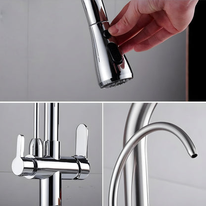 NXUS 3 Way Kitchen Faucet with Pull-out Spray, High Arc Gooseneck, 360° Swivel Spout