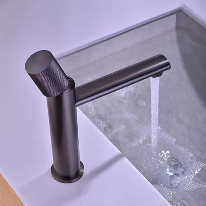 NXUS Solid Basin Faucet, Deck Mounted, Single Hole, One Handle, Bathroom Vanity Mixer Tap, Hot and Cold Water, Black (Chrome, Short Chrome)