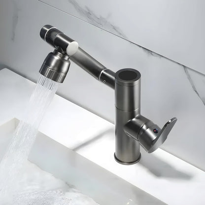 NXUS Modern Hot and Cold Basin Faucet, Adjustable Temperature, Single Handle, Ceramic Cartridge (Digital Display, Silver)