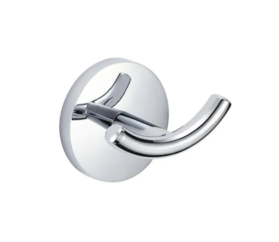 NXUS Double Robe Hook Bathroom Wall Mounted Shower Towel Hanger, Metal, Durable, Chrome