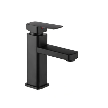 NXUS Water Tap Sink Counter Waterfall Bathroom Sink Water Tap Basin Mixer Hot & Cold Tap Deck Mounted Square Mono Single Lever Faucet (Black)