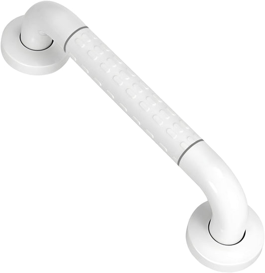 NXUS non-slip grab rail for bathrooms and showers,with white stainless steel and nylon safety handles and a handle bar (White, 35)