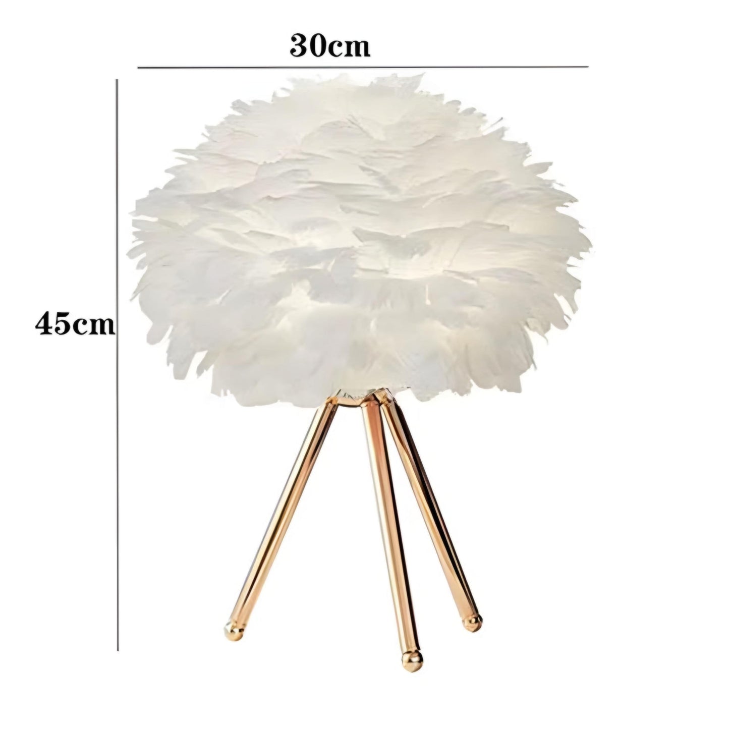 White Feather Lamp Tripod Lamp for for Girls Bedrooms Living Room Aesthetic Decor Desk Lamp Unique Bedside Lamps Large Table Lamp (Black)