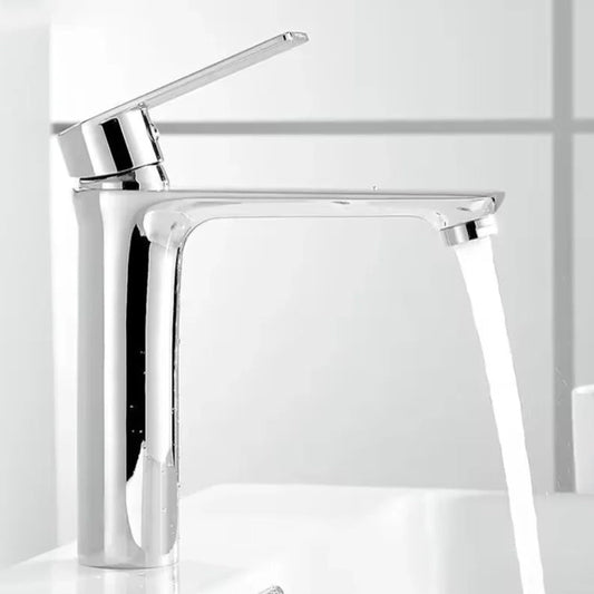 NXUS Bathroom Basin Mixer Tap, Single Lever, Gold, Water Saving Soft Flow, Hot and Cold (Chrome)