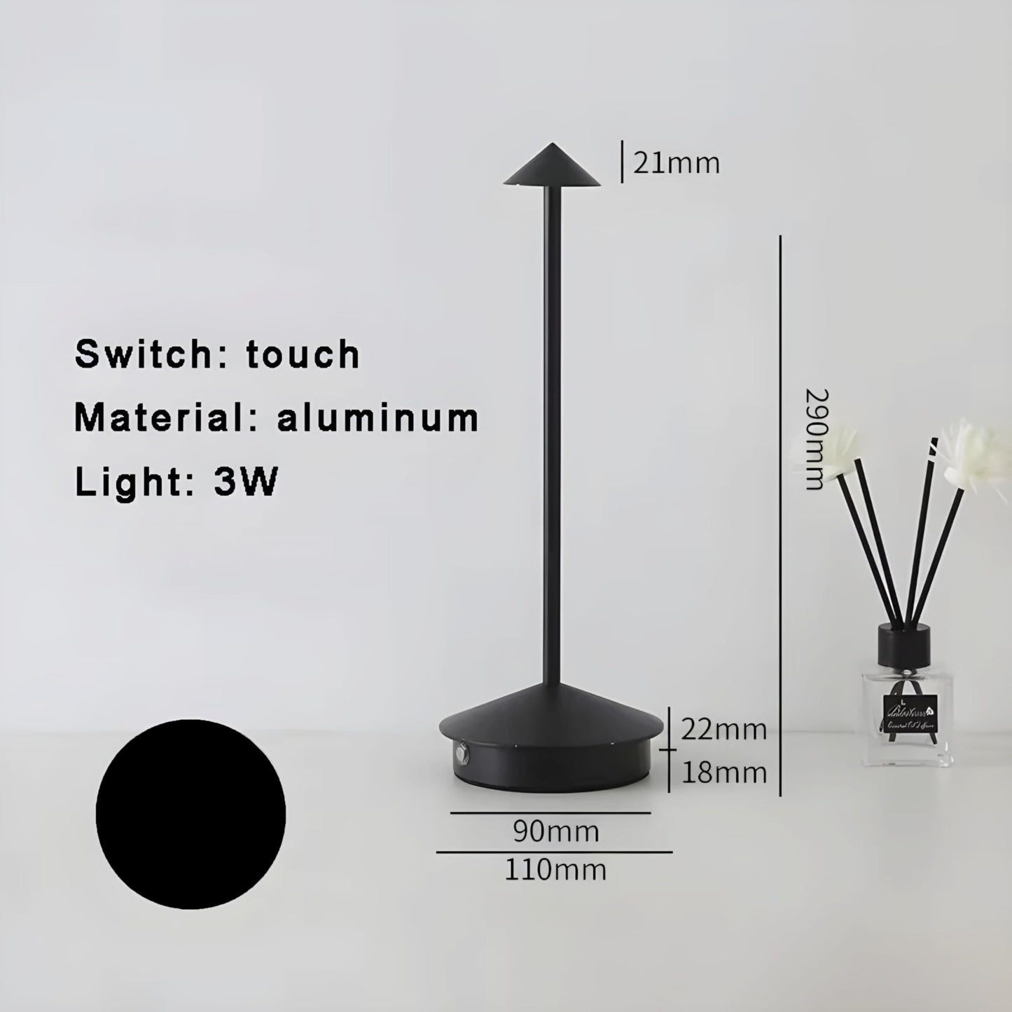 Rechargeable Desk Light with Touch Sensor Cordless LED Table Lamp, Three-Level Dimmable, Ideal for Bars/Cafes/Restaurants/Bedrooms/Camping Sites (Silver)