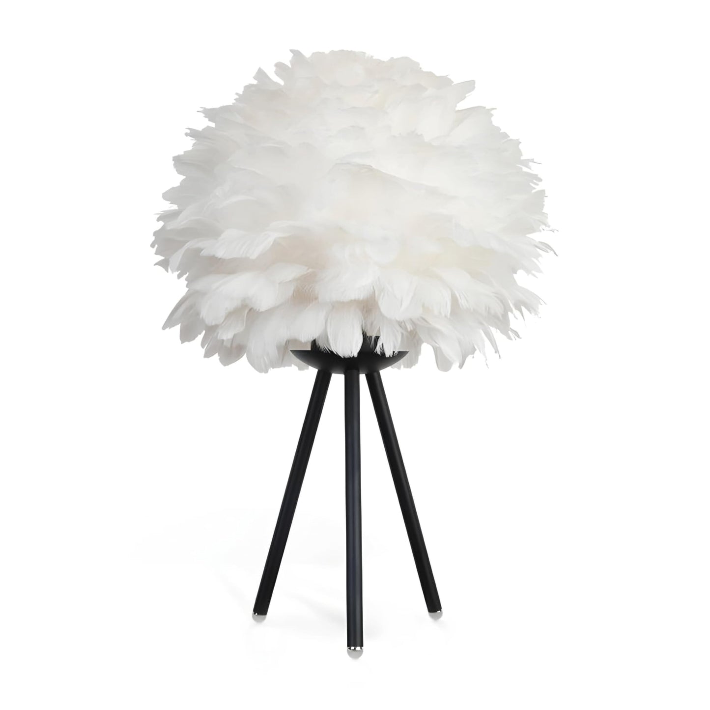 White Feather Lamp Tripod Lamp for for Girls Bedrooms Living Room Aesthetic Decor Desk Lamp Unique Bedside Lamps Large Table Lamp (Black)