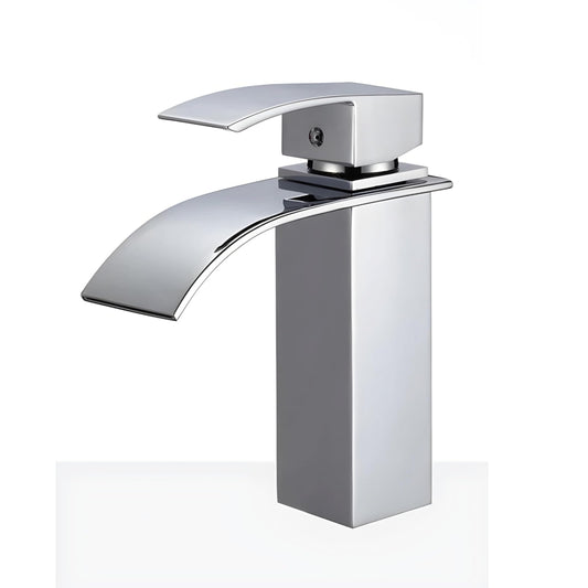 NXUS Waterfall Single Handle Bathroom Vessel Sink Faucet (Chrome, Short Chrome)