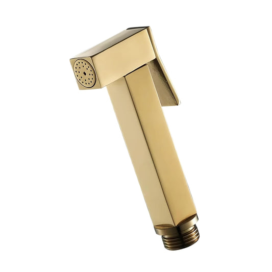 NXUS Square Brass Hand Held Toilet Bidet Sprayer Head Bathroom Shower Bidet Taps Spray Toilet Cleaning Faucet Shattaf (Matte Gold)