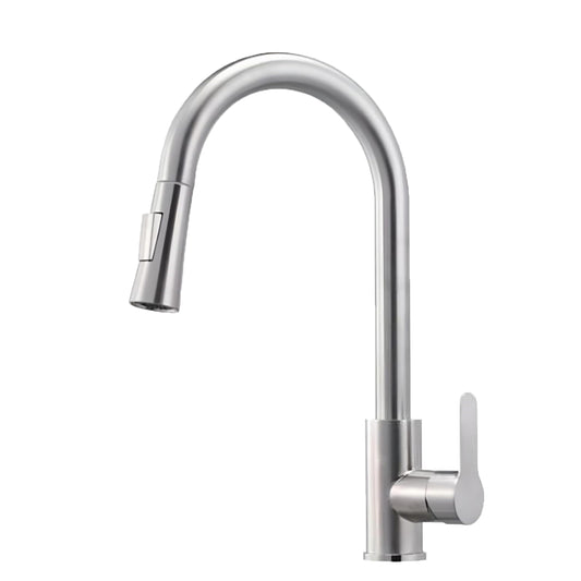 NXUS Pull Down Kitchen Faucet with Sprayer, Single Handle, High Arc, Brushed