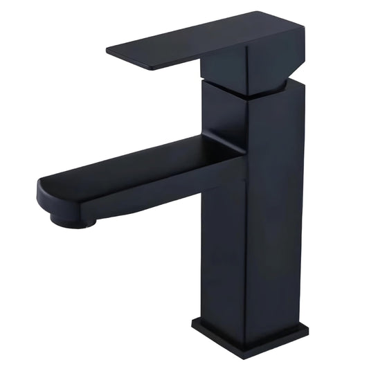 NXUS Bathroom Faucet - Single Hole Modern Bathroom Faucet Black, Lead-Free Stainless Steel Construction, Ceramic Cartridge, Single Handle Bathroom Sink Faucet (Black)