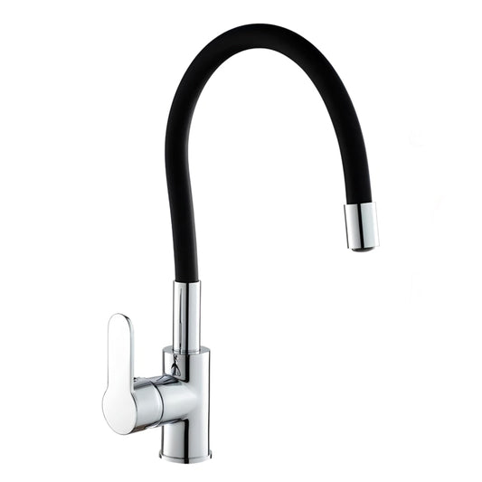 NXUS Kitchen Sink Mixer Taps Faucet, Brass Rubber Material Ceramic Valve, Washbasin Faucet (Black)