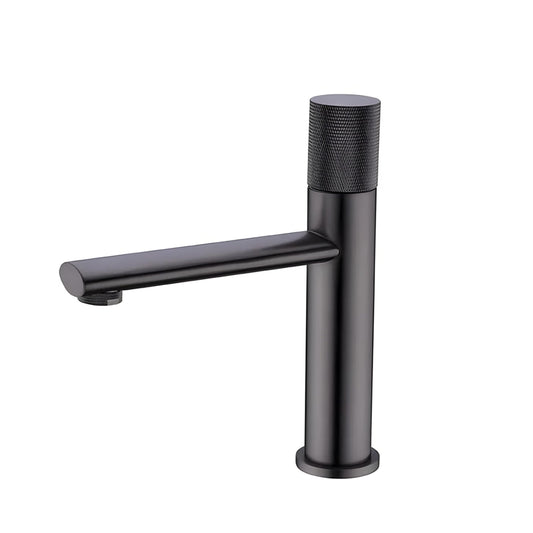 NXUS Solid Basin Faucet, Deck Mounted, Single Hole, One Handle, Bathroom Vanity Mixer Tap, Hot and Cold Water, Black (Black, Short Black)