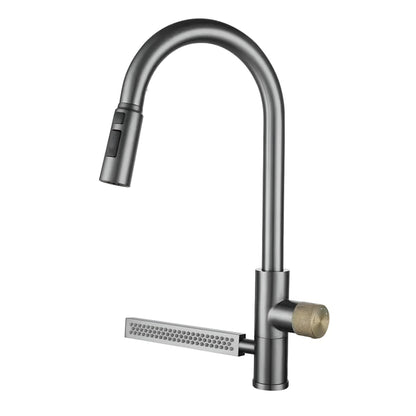 NXUS Stainless Steel Kitchen Faucet, 360° Rotatable, Pull Out Sprayer, Single Handle, Water Spring Waterfall