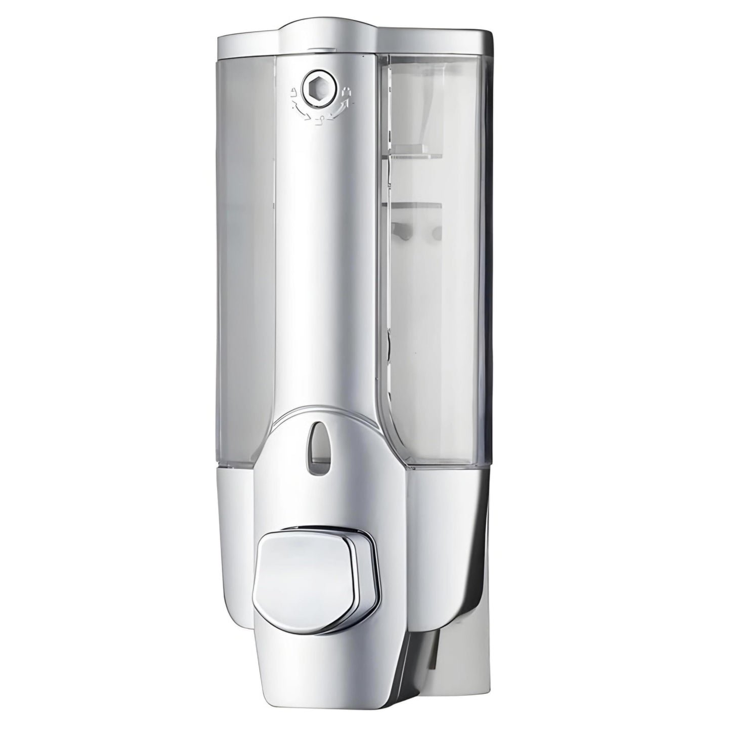 NXUS Wall Mounted Soap Dispenser, Manual, 380 ml, for Hotel, Office, Home (Silver)