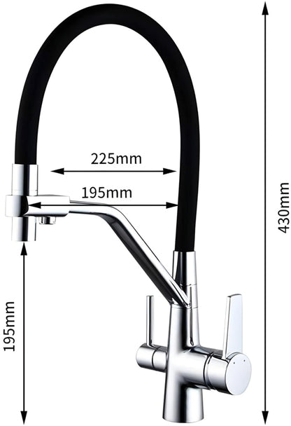 NXUS 360° Rotating Brass Kitchen Sink Mixer Tap, 3-Way Pure Water Faucet, Hot and Cold, Brushed Nickel