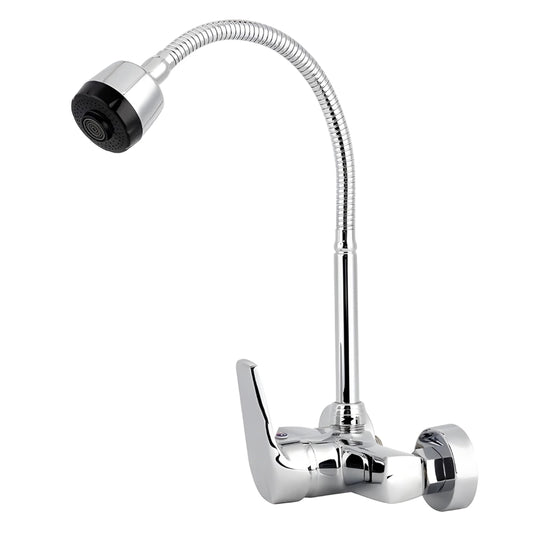 NXUS Kitchen Sink Faucet, Wall Mounted, Single Handle, Chrome Finish, Hot and Cold Water Mixer