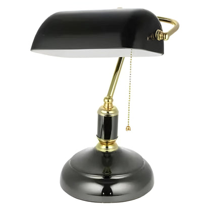 NXUS An antique traditional retro bankers desk lamp with a glass shade for use in living rooms, offices, meetings, and study spaces