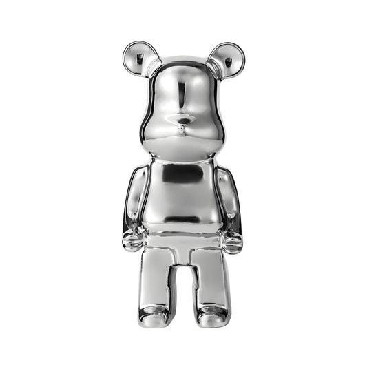 NXUS living room, bedroom, and house décor Bear sculpture, bear ornament, living room, and piggy bank (Silver, 35cm)