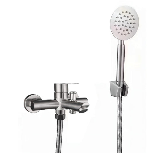 NXUS Bathroom Shower Mixer and Head Set, Single Lever Sink Taps with Wall Mounted Shower Kit, Brushed Silver