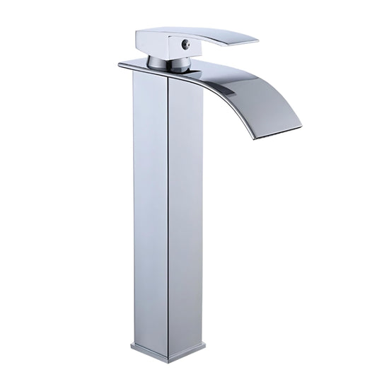 NXUS Waterfall Single Handle Bathroom Vessel Sink Faucet (Chrome, Tall)