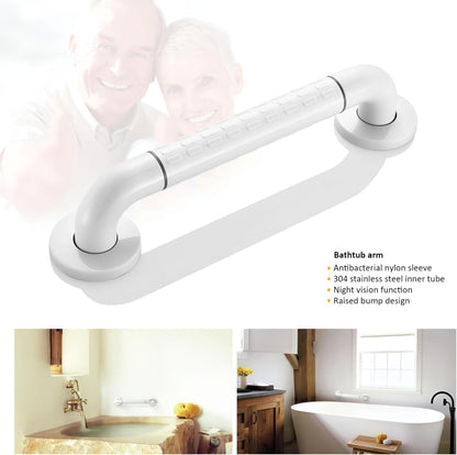 NXUS non-slip grab rail for bathrooms and showers,with white stainless steel and nylon safety handles and a handle bar (White, 45 cm)