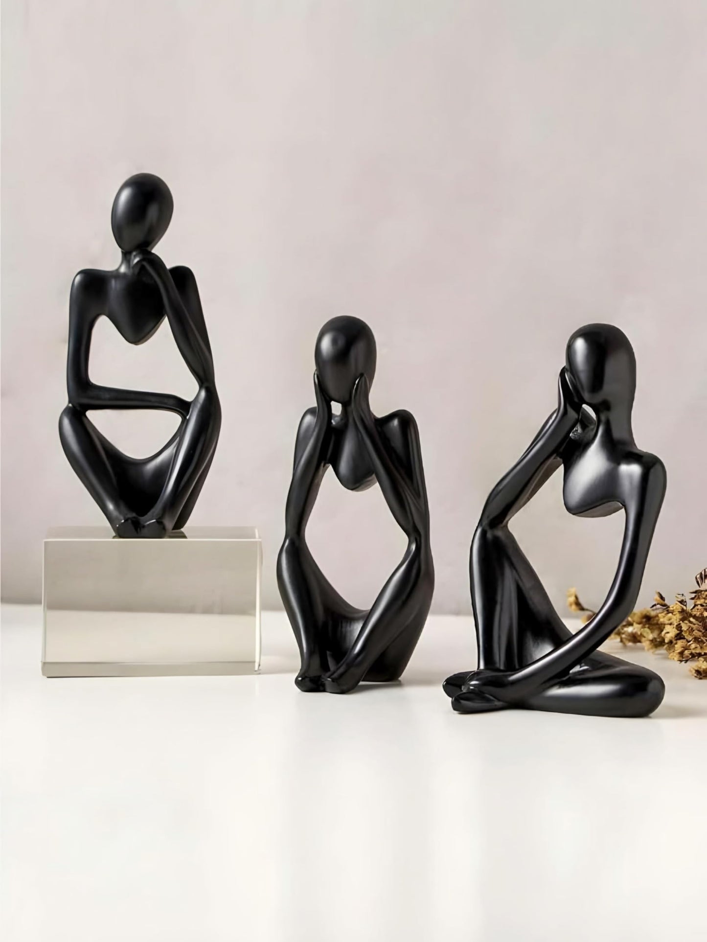 NXUS Abstract Art, Contemporary Sculpture, Creative Personality Desk, Bookshelf Decor, Resin Thinker Statue for Home Decor Three basic fashion styles in one set.