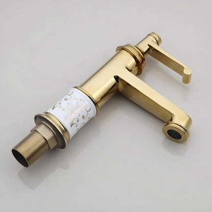 NXUS Luxury Golden Brass Bathroom Sink Basin Vessel Tap Mixer Faucet, Deck Mount, Single Handle