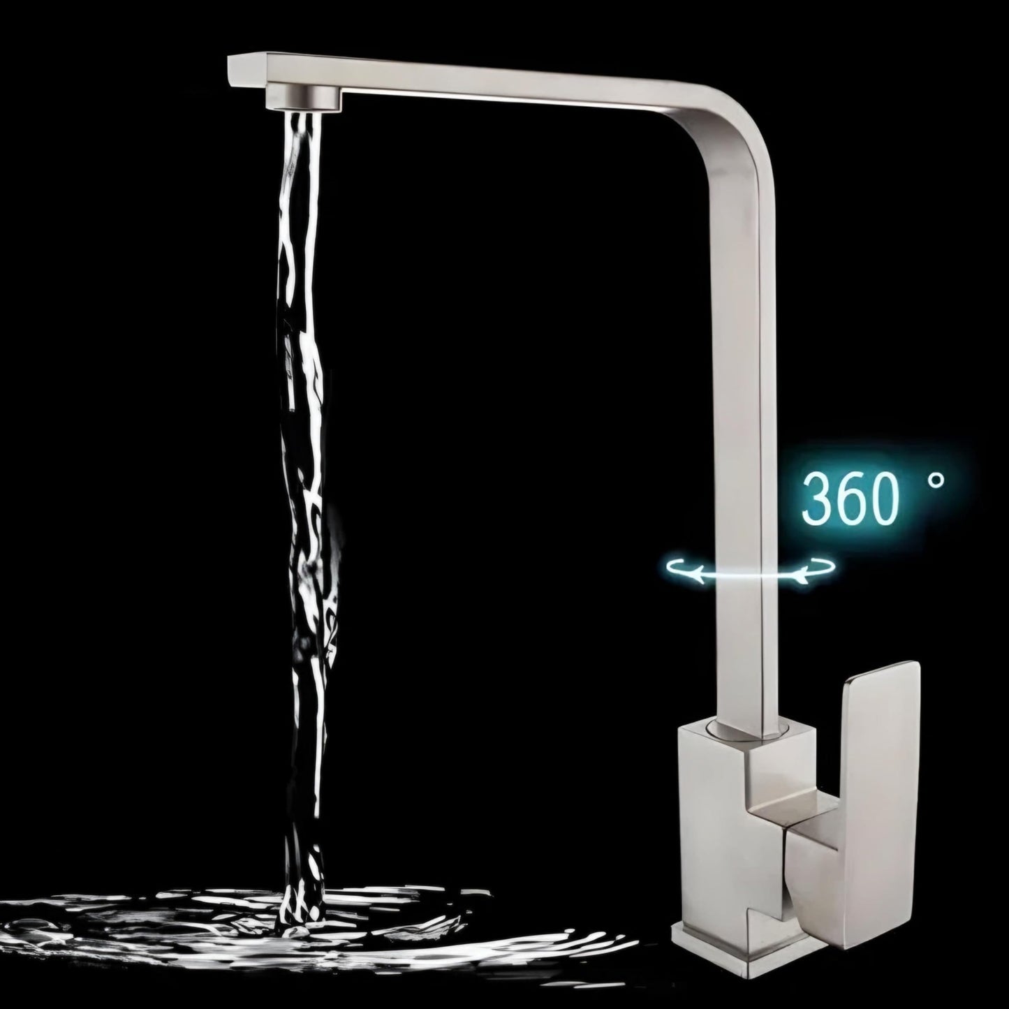 NXUS 360 Degree Swivel Kitchen Faucet, Hot and Cold Water Mixer, Single Handle, Brushed Colour