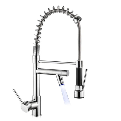 NXUS Single Lever Kitchen Sink Faucet, Pull-Out with Pull-Down Sprayer, Dual Function Hot and Cold Water Swivel