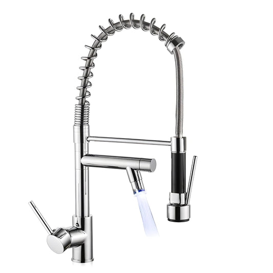 NXUS Single Lever Kitchen Sink Faucet, Pull-Out with Pull-Down Sprayer, Dual Function Hot and Cold Water Swivel, Black