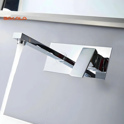 NXUS Wall Mounted Basin Mixer Tap, Single Lever, for Bathroom Sink (Chrome)