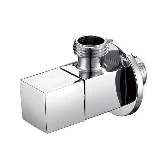 NXUS Square Brass Finish Shut Off Valve for Bathroom, Toilet, Bidet, Shower (Chrome)