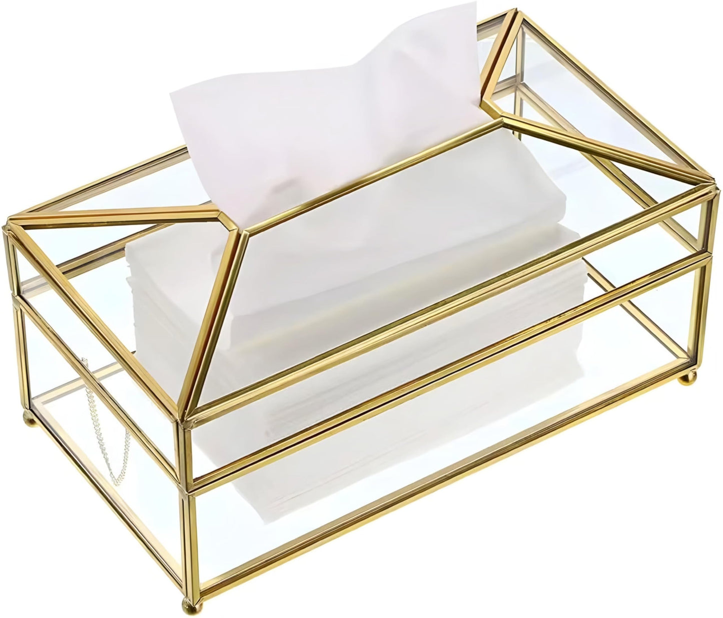 Decorative Glass Napkin Storage Box, Rectangular Clear Glass Paper Tissue Box, and Facial Tissue Holder for Dresser, Bathroom, Bedroom, Office, Bar, and Restaurant