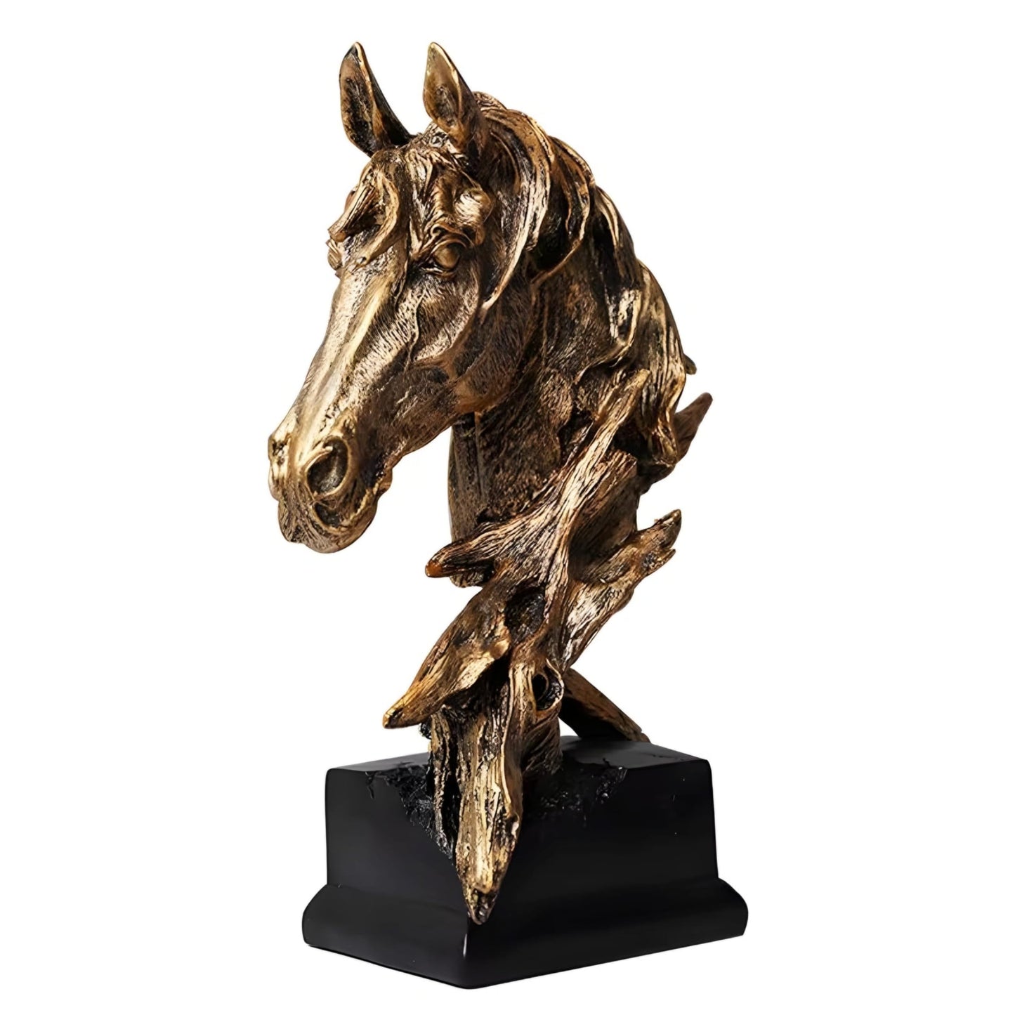 Decorative Home Golden Sculptured Horse Head Statue Crafts, Decorations, Gift Tables, Desktop, Home Office, and Animal Figurines (40cm)