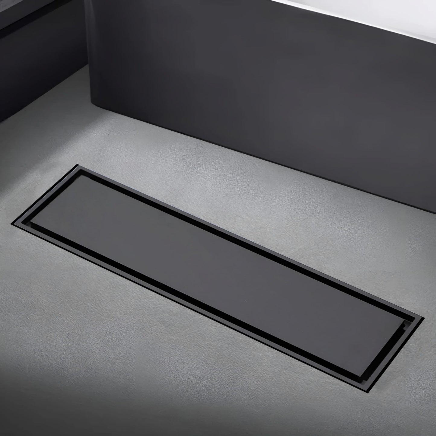 NXUS Stainless Steel Shower Drain Tile Insert, Removable, Square, Invisible Floor Drain for Kitchen, Bathroom, Garden (Black, 600 x 800)