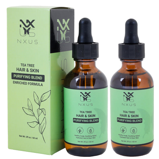 NXUS 60 ml Organic Tea Tree Oil, Anti Dandruff, Anti Acne, Anti Dry Scalp, and for Skin and Nails Plus Moisturizing Cleansing Oil for Face Care, Vegan (2 - Pack, 2, count)