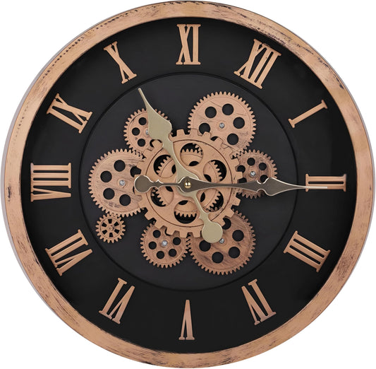 NXUS Vintage wall clock with exposed gears - Ideal for office or home décor to improve interior design