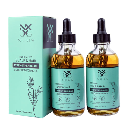 NXUS 118 ml Large Rosemary Oil For Hair Growth To Stop Hair Fall & Receding Hair Line. Scalp & Hair Strengthening Oil. 100% Organic & Natural. Hair Growth. (Pack of 2)