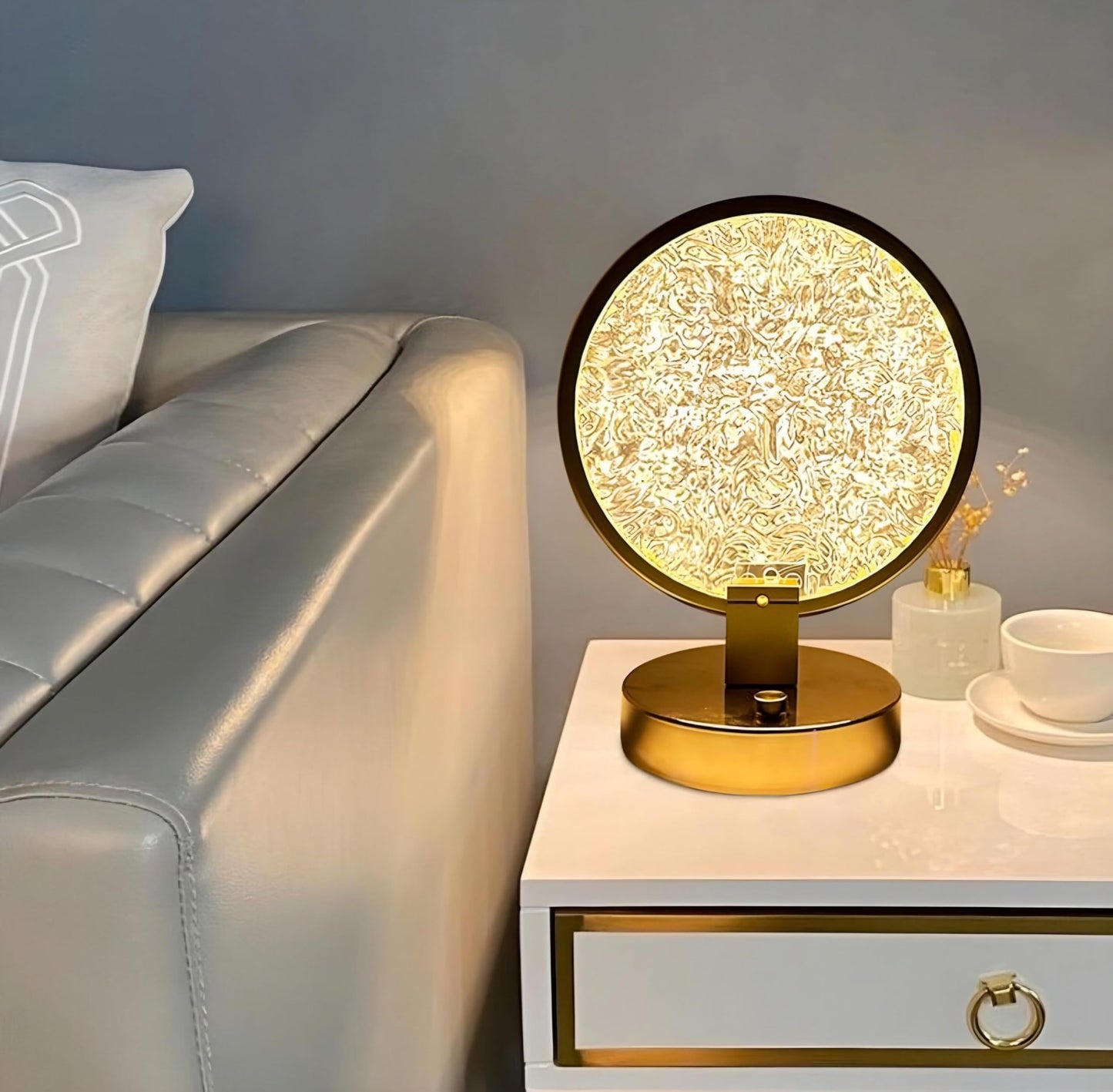 NXUS Crystal Table Lamp with Wireless Touch Control, Warm White Lighting, USB Rechargeable, LED Rose Diamond Touch Night Light