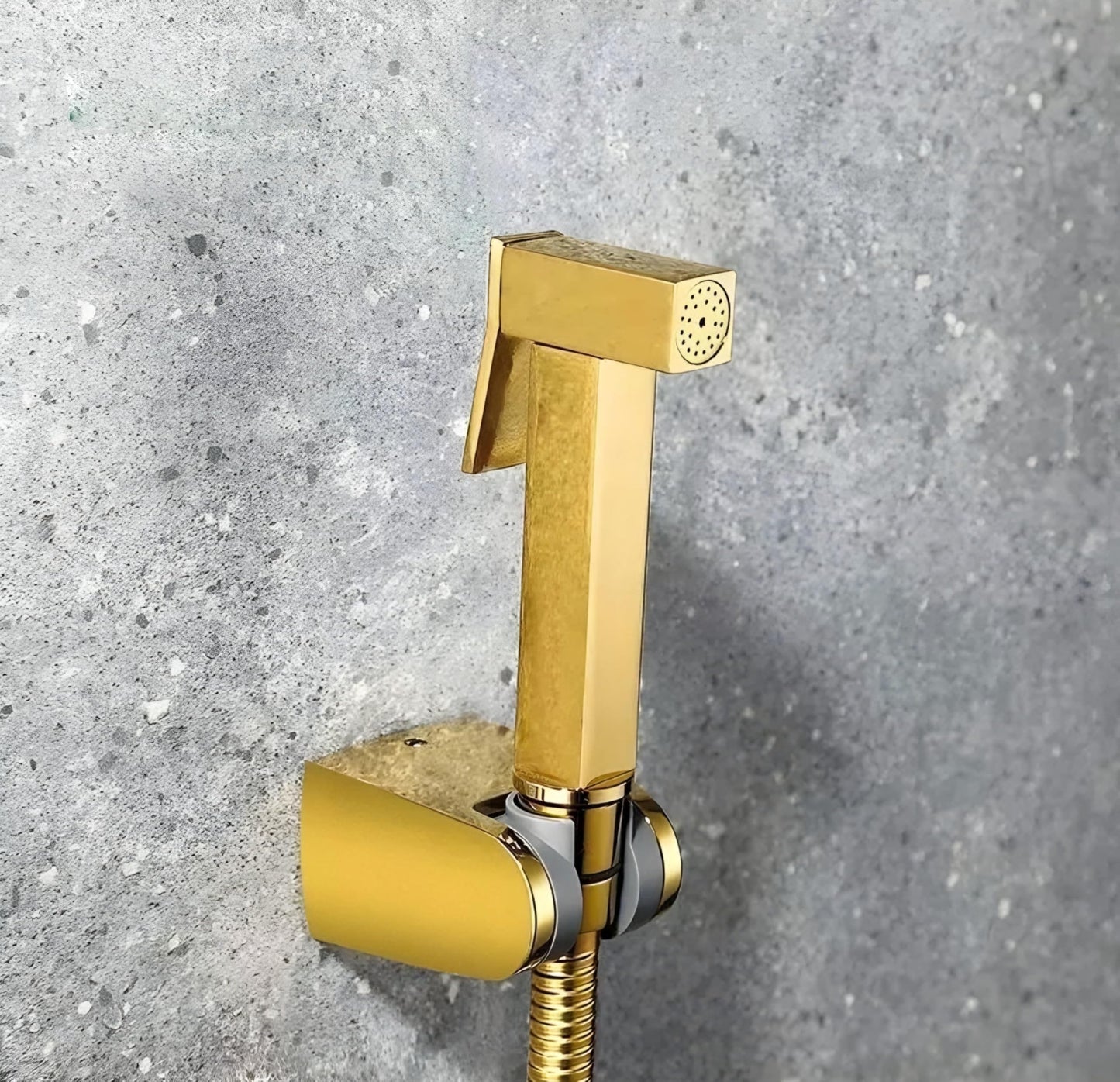 NXUS Square Brass Hand Held Toilet Bidet Sprayer Head Bathroom Shower Bidet Taps Spray Toilet Cleaning Faucet Shattaf (Shinny Gold)