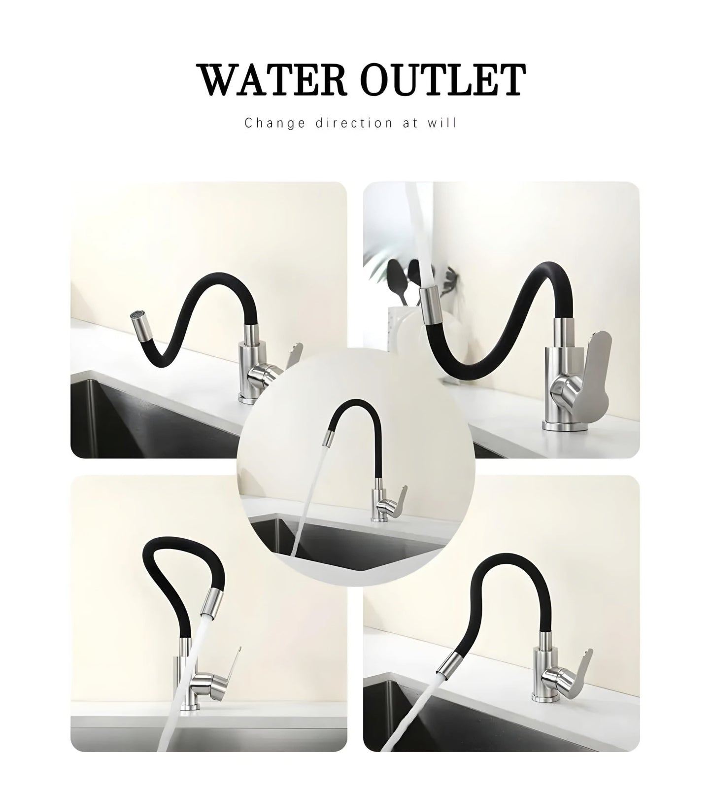 NXUS Kitchen Sink Mixer Taps Faucet, Brass Rubber Material Ceramic Valve, Washbasin Faucet