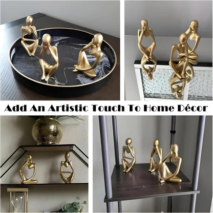 NXUS Abstract Art, Contemporary Sculpture, Creative Personality Desk, Bookshelf Decor, Resin Thinker Statue for Home Decor Three basic fashion styles in one set.