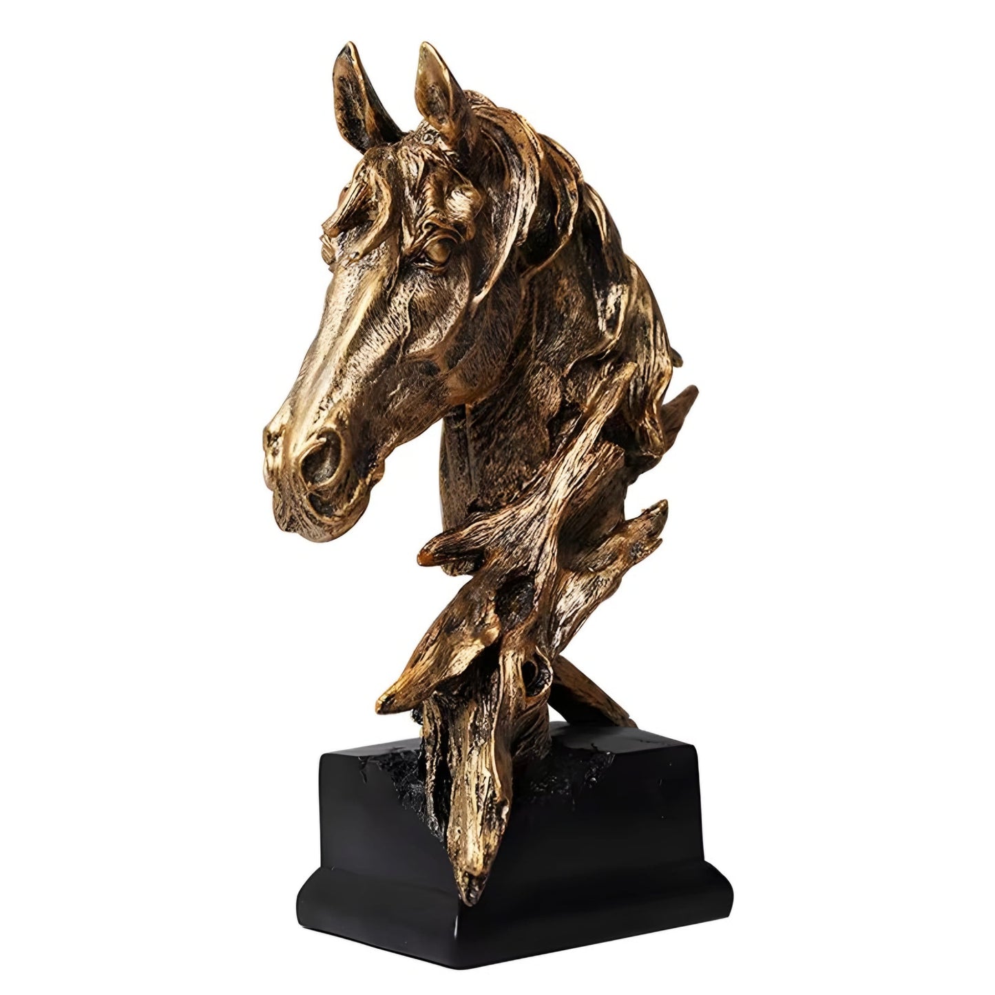 Decorative Home Golden Sculptured Horse Head Statue Crafts, Decorations, Gift Tables, Desktop, Home Office, and Animal Figurines (40cm)