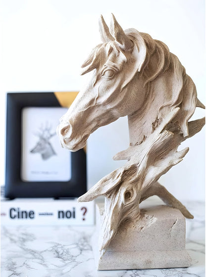 Decorative Home Golden Sculptured Horse Head Statue Crafts, Decorations, Gift Tables, Desktop, Home Office, and Animal Figurines (40cm)